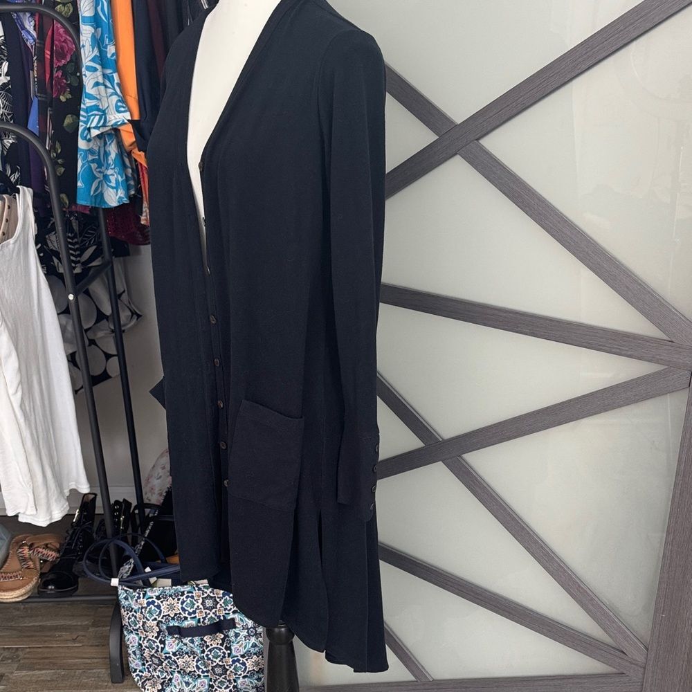 Black Button-Up Cardigan - Picture 2 of 7